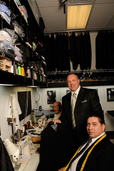 Jay Lombardo photoshoot with tailors at sewing machines