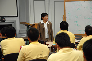 Rangsima Charubba speaking to a classroom of students