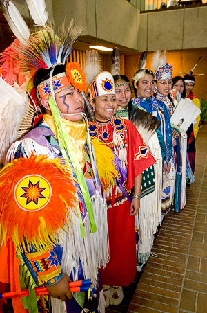 Students dress in clothes from a variety of cultures.
