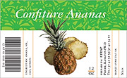 Label with bar code and image of a pineapple
