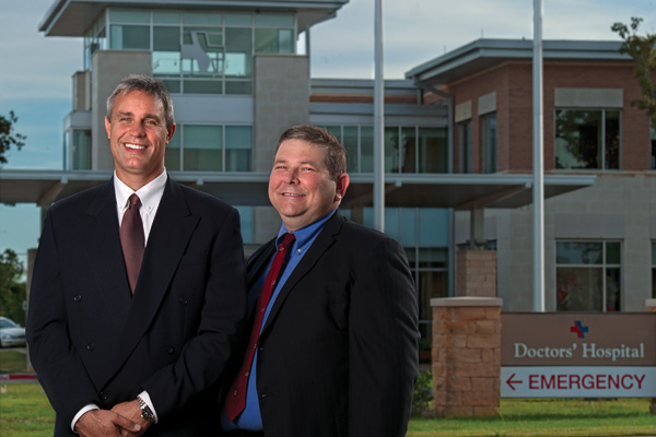 Physicians Steven Longacre (’92) and Shawn White (’90) helped open North Texas Community Hospital in Bridgeport in 2008. The nonprofit hospital serves the medical and surgical needs of Wise County. (Photo by Gary Payne)