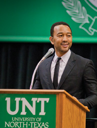 John Legend discussed social activism and performed at the UNT Coliseum in February. (Photo by Jonathan Reynolds)