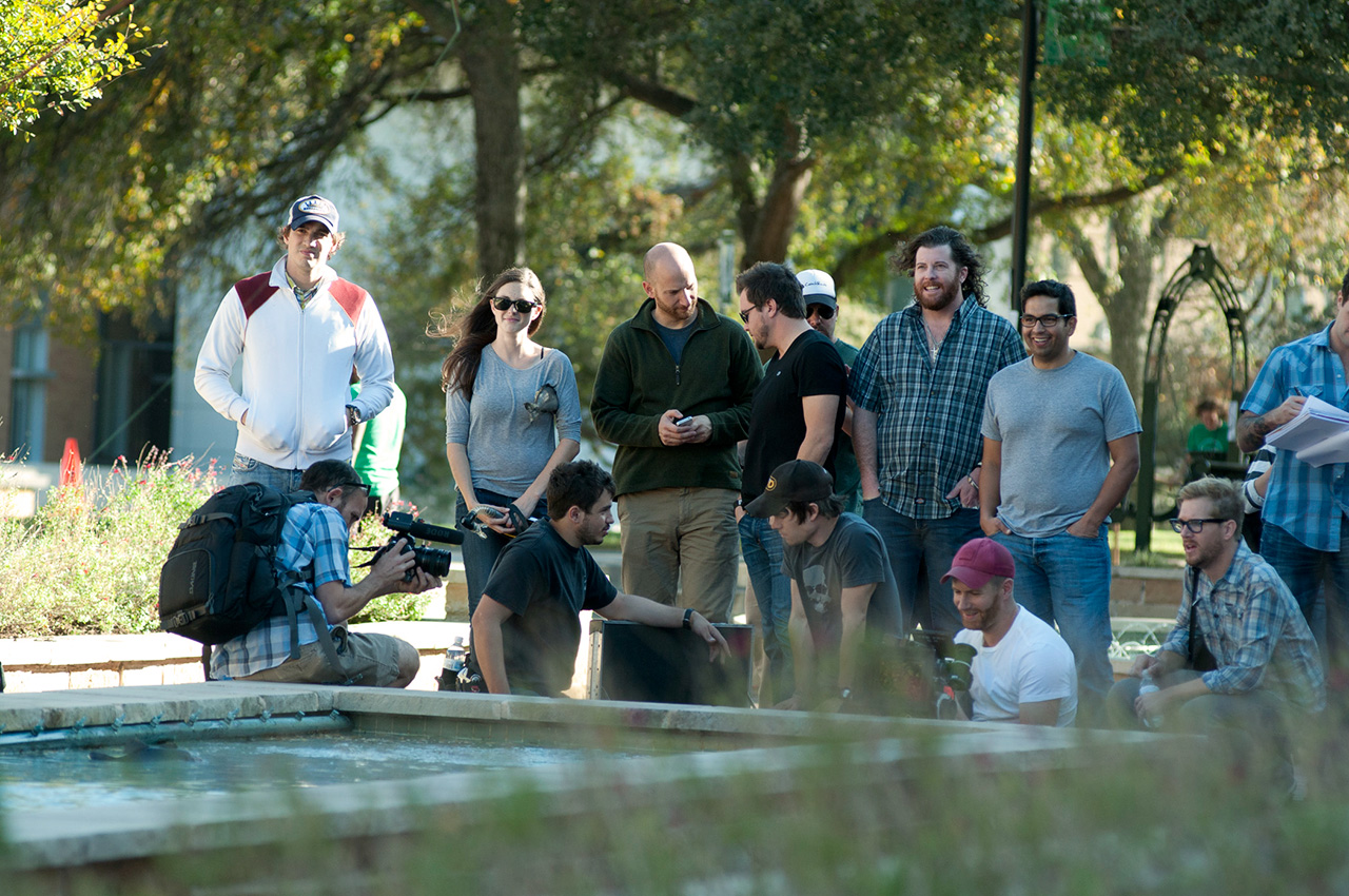 The Eli Young Band and video crew at UNT. (Photo by Jonathan Reynolds)