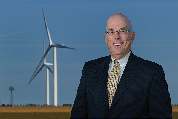 Ross McCausland ('84 M.B.A.), founder and CEO of Protos Energy Advisory in Amarillo, works as a power development and energy consultant helping developers start up energy plants, from wind, solar, geothermal and biomass to natural gas plants, throughout the nation. (Photo by Michael Clements)