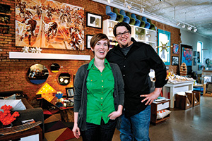 Erin ('06) and Paul 'JP' Hossley ('03) owners of Neighborhood Design Studio. (Photo by Gary Payne)