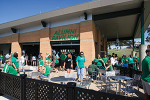 UNT Alumni Association pavilion. (Photo by Jonathan Reynolds)