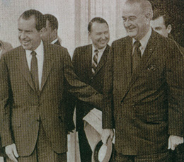 From left, President Nixon, Mike Howard and President Johnson.