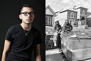Jonathan A. Molina-Garcia ('14) captured a photograph, right, of his brother Elmer, a roofer, pictured right, with his co-worker as part of a documentary photography project that began at UNT.