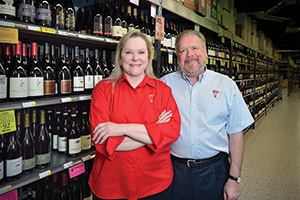 Spec's Wines, Spirits and Finer Foods - Husband and wife team John ('72) and Lindy Rydman ('72) have grown the family's original  one store in Houston to 158 stores across Texas. (Photo by Michael Clements)