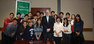 College of Engineering Dean Costas Tsatsoulis with students from Chulalongkorn University and Mahidol University in Thailand who spent eight weeks conducting research at UNT's Discovery Park this spring.