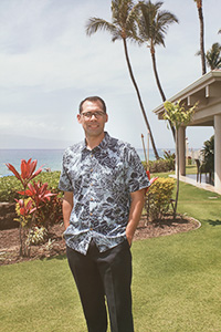 Jansen Medeiros ('14 M.S., '14 M.B.A.), managing director of Hawaiian Hotels and Resorts in Maui, Hawaii. (Photo by Manuel Balesteri)
