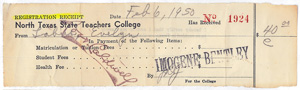 $40 receipt for Evelyn's last semester, February 1950.