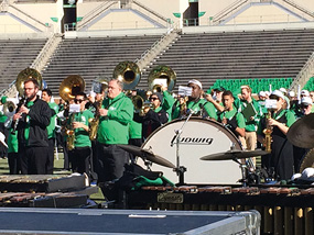 The reunited Green Brigage Marching Band. (Photo by Sean Howard)