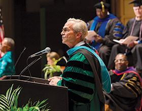 Jackson spoke at numerous graduations through the years. (Photo courtesy of UNT System)