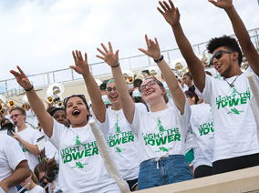 UNT freshmen class of 2021 participated in the Apogee Experience and class photo.  (Photo by Ahna Hubnik)