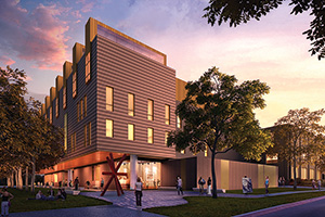 A rendering shows the planned addition for the College of Visual Arts and Design.