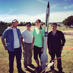 Members of UNT Team Rocket and their mentor (left to right): Joel Thompson, George Sprague, Karen Lyndsey Smith and Luis Gonzalez.