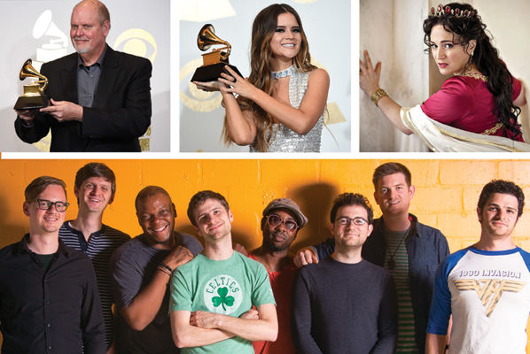 From top left, include composer Michael Daugherty, country singer Maren Morris, opera singer Patricia Racette and jazz band Snarky Puppy