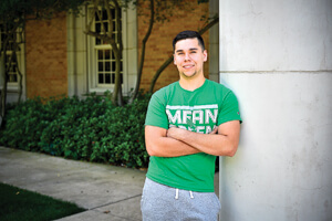 Joseph Sotelo, biology major and recipient of a Greater Texas Foundation scholarship. (Photo by Michael Clements)