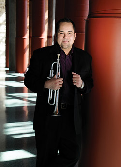 Duane Hargis ('07) with trumpet  (Photo by Angilee Wilkerson)