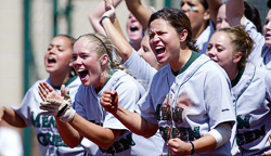 UNT's Mean Green softball team. (Photo by Rick Yeatts)