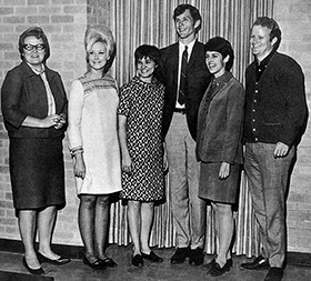 At left, Berger is pictured as a sponsor of the Student Art Education Association in the 1968 <em>Yucca.</em>