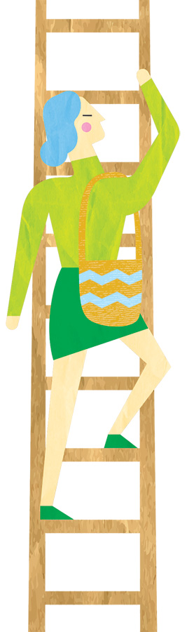 Illustration of woman climbing a ladder
