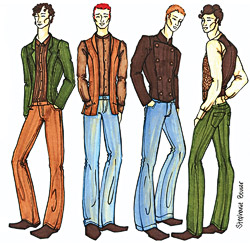 Illustrations of Stephanie Bower's menswear collection.