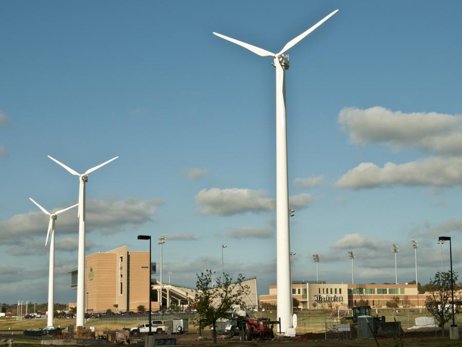 Wind turnbines at Apogee Stadium