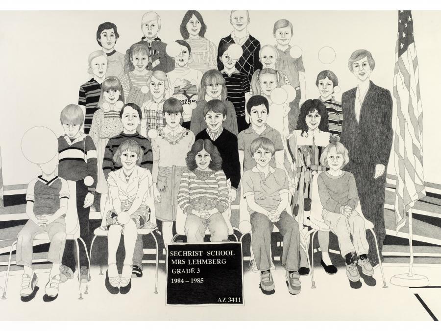 Illustration of third grade class picture 