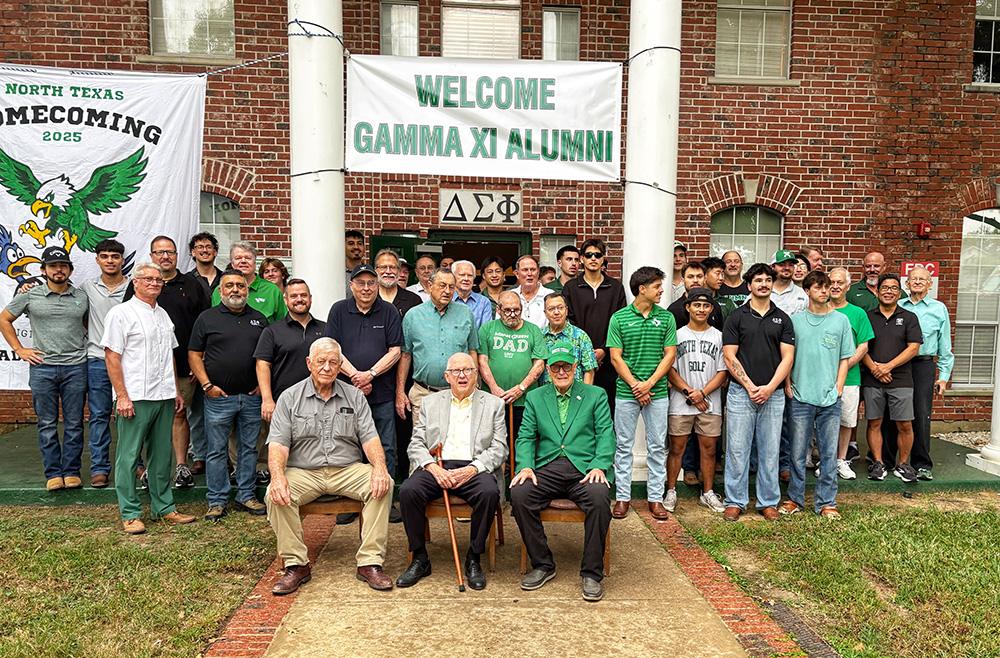 Group shot of Delta Sigma Phi fraternity reunion