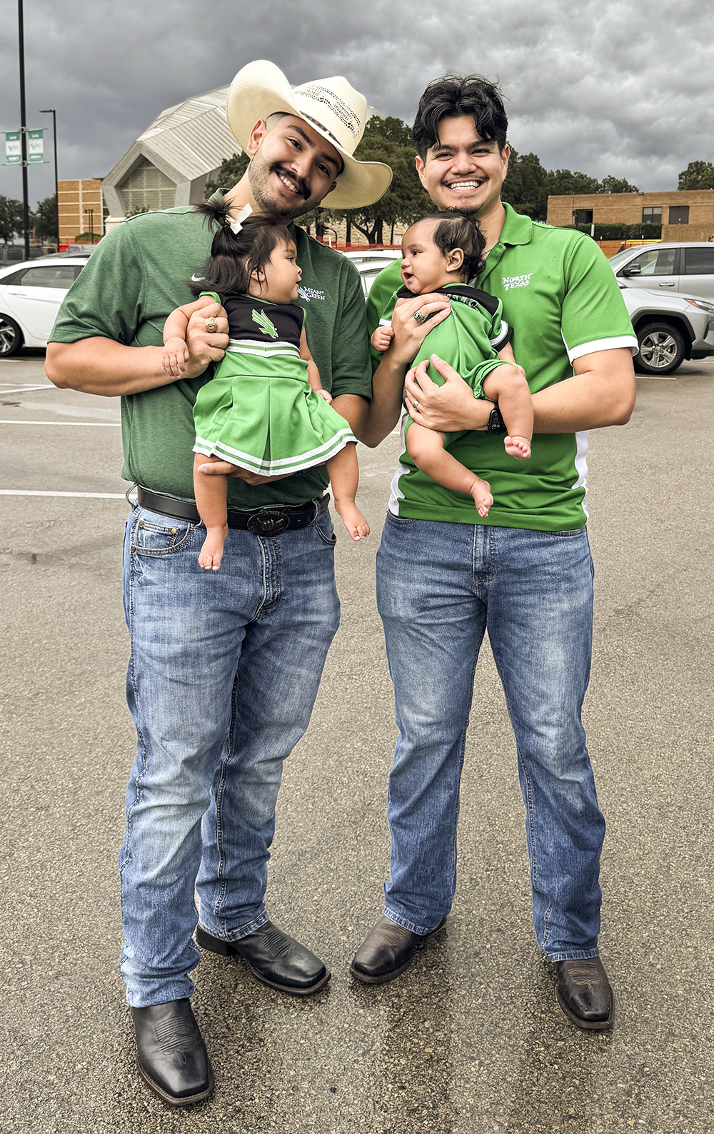 Eduardo Elizondo and Justin Rodriguez with their children Emiliana Elizondo and Isaiah Rodriguez