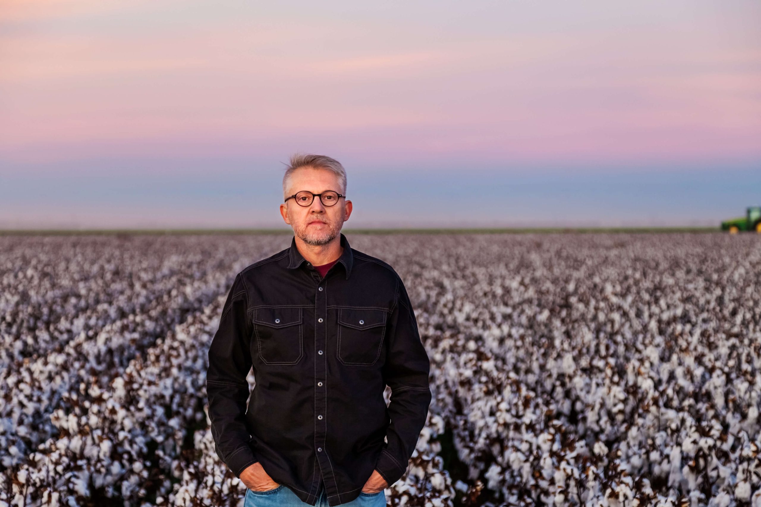 John Poch in cotton field