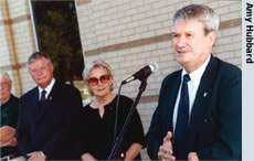 UNT President Norval Pohl,  Denton Mayor Euline Brock and Joe Cannon