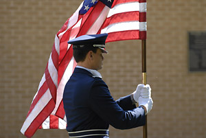 Soldier carrying flag
