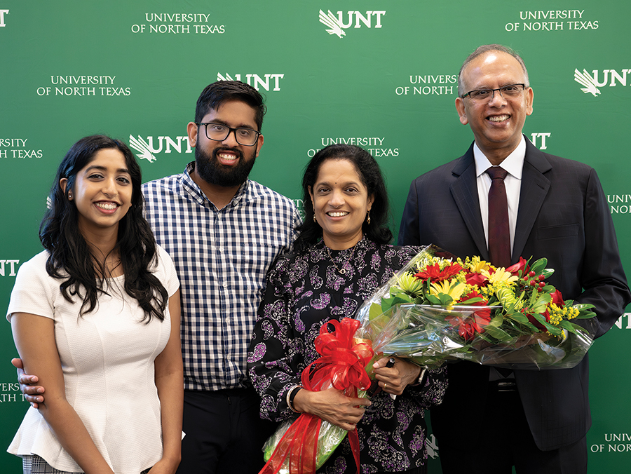 Anuradha "Anu" and Vikas Sinha with their son Suraj and his fiancée Sneha Thakkar.