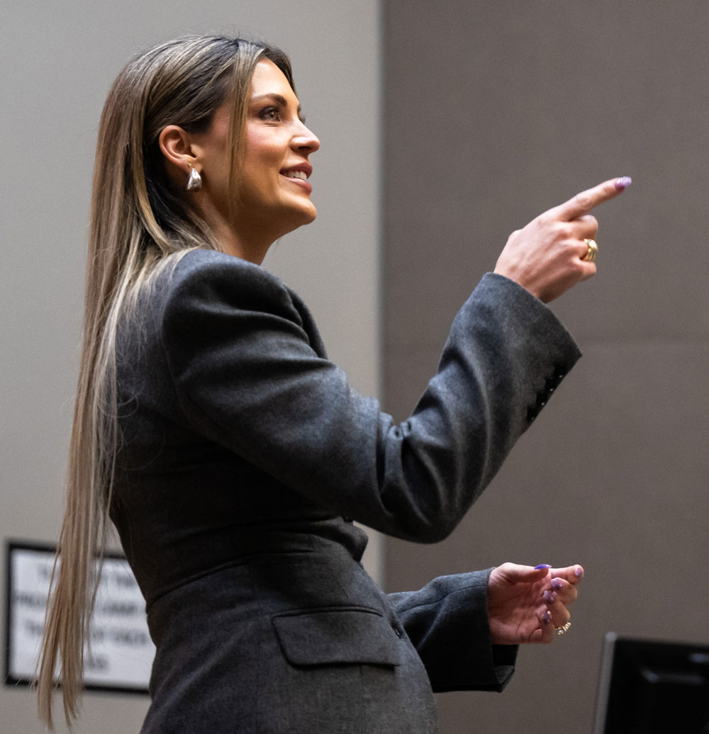 Allison Ellsworth takes questions from UNT students.