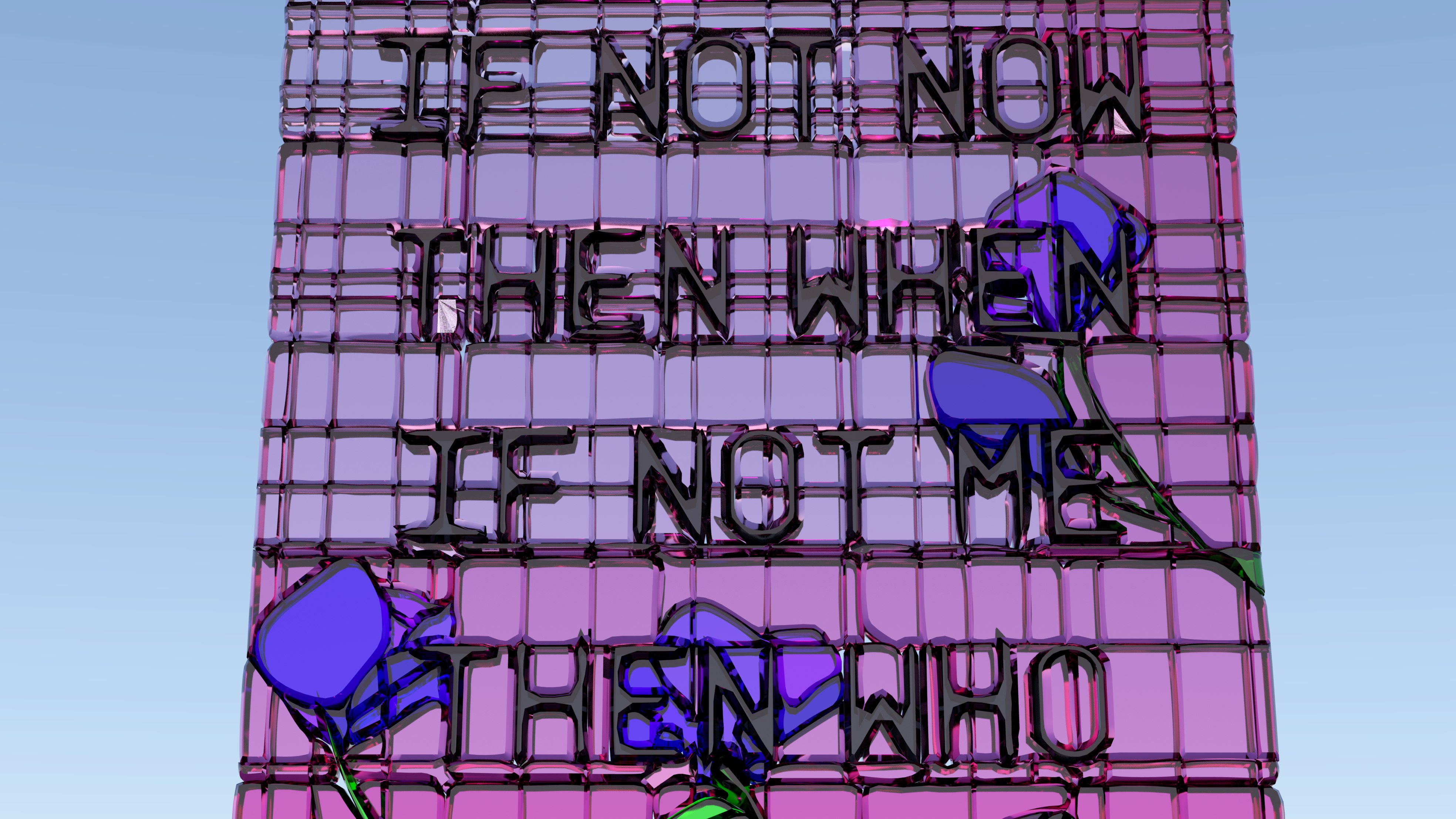 In “Coded Glass,” LaFleur created virtual stained-glass windows of protest signs and emojis.