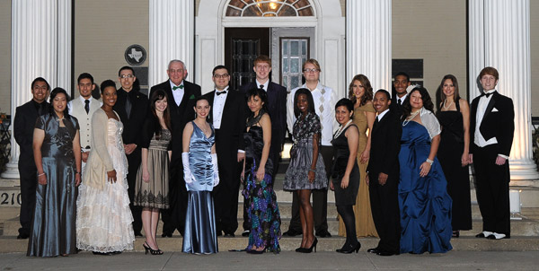 Several Emerald Eagle Scholars and President V. Lane Rawlins attended this year's Emerald Ball, which attracted more than 300 guests and raised more than $90,000 for the Emerald Eagle Scholars program. The program helps academically talented students with high financial need attend college. (Photo by Mike Woodruff)