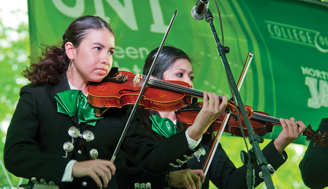 UNT's Mariachi Aguilas players performed at the UNT Showcase Stage during the 2012 Denton Arts & Jazz Festival in April. (Photo by Jonathan Reynolds)