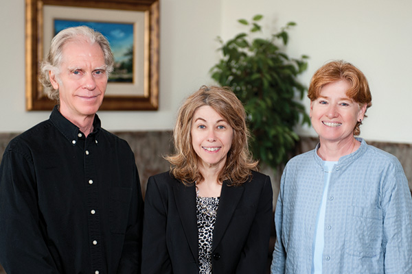From left, UNT's 2013-14 Institute for the Advancement of the Arts Fellows Robert Jessup, Bonnie Friedman and Claudia Howard Queen. (Photo by Gary Payne)