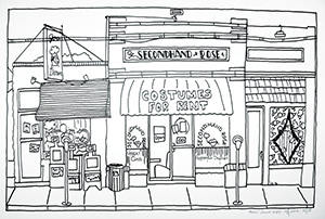 Lea Rothrock illustration of Jim's Diner.