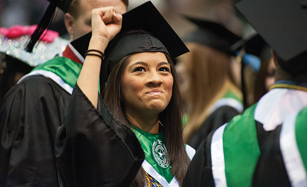 UNT student at the 2014 Spring Commencement ceremonies.