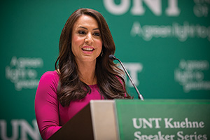 Andrea Tantaros spoke this spring at the Hyatt Regency Dallas as part of UNT’s Kuehne Speaker Series.  (Photo by Michael Clements)