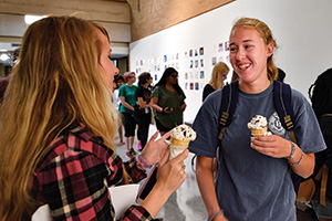 Students attend the College of Visual Arts and Design's First Flight event. (Photo by Michael Clements)