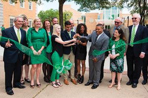 University officials dedicate the Union with a ribbon-cutting ceremony. 