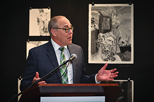 UNT President Neal Smatesk at the College of Visual Arts and Design groundbreaking event. (Photo by Michael Clements)