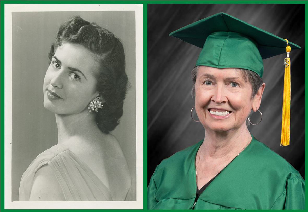 Portraits of Betty Sue Davis Wright in 1959 and 2011