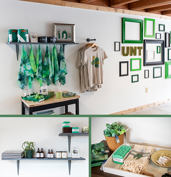 Numerous Mean Green items available in the CoLab have been created by UNT alumni.