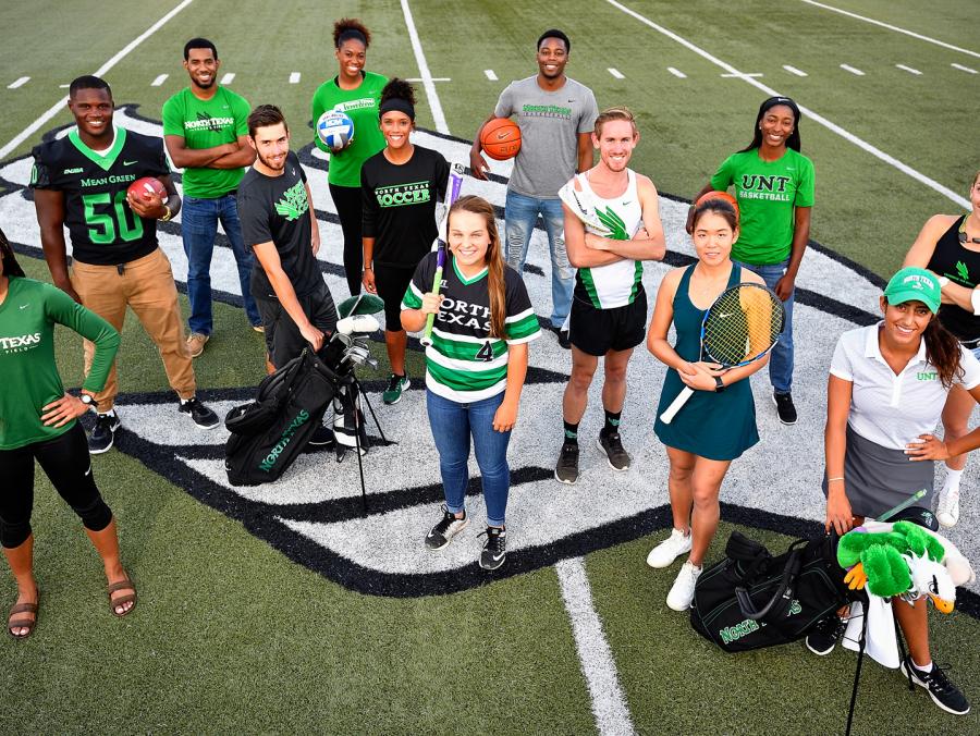 Mean Green student athletes at Apogee Stadium. Photo by Michael Clements
